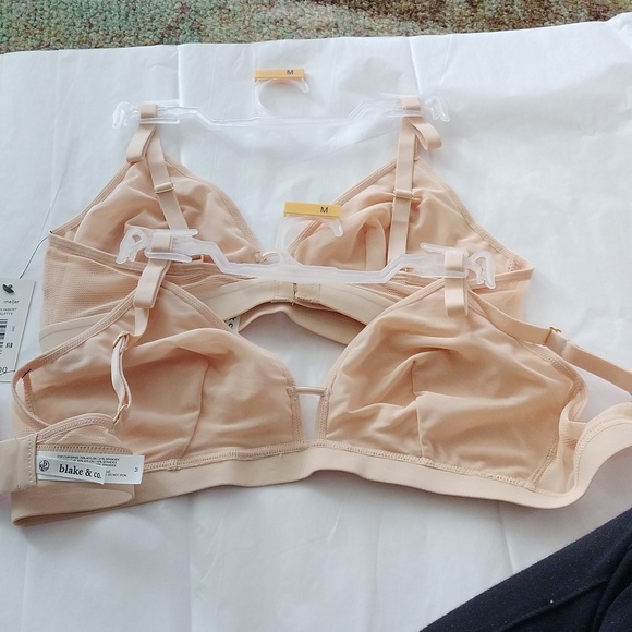 blake & co. Mesh Insert Bralettes, Toasted Almond, Size Medium, Set of 2 - Picture 11 of 14